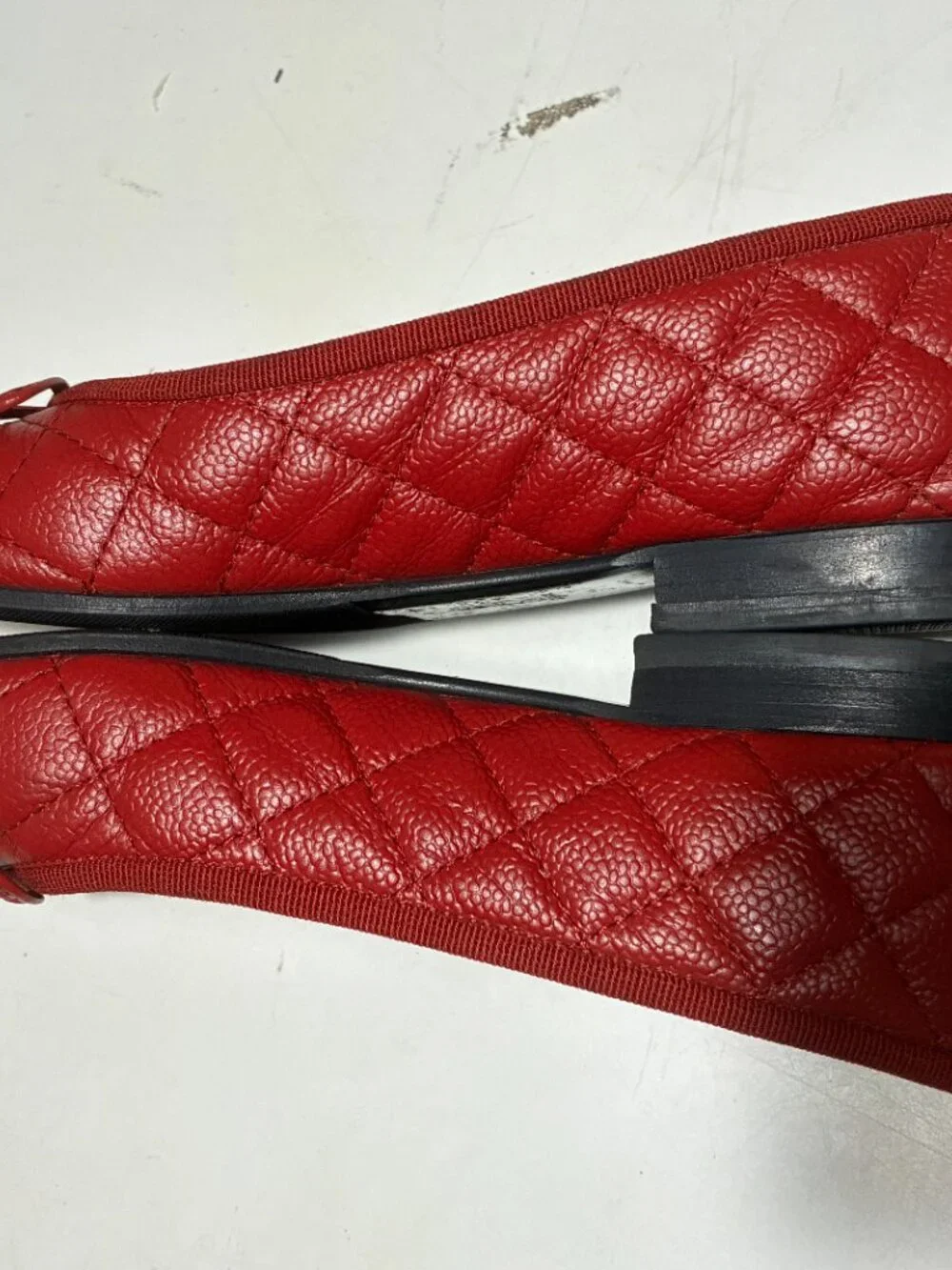 Chanel Red Cushioned Caviar Leather Ballet Flats 37